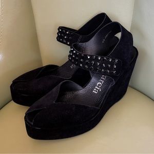 Pedro Garcia Suede Rhinestone Wedge Heels